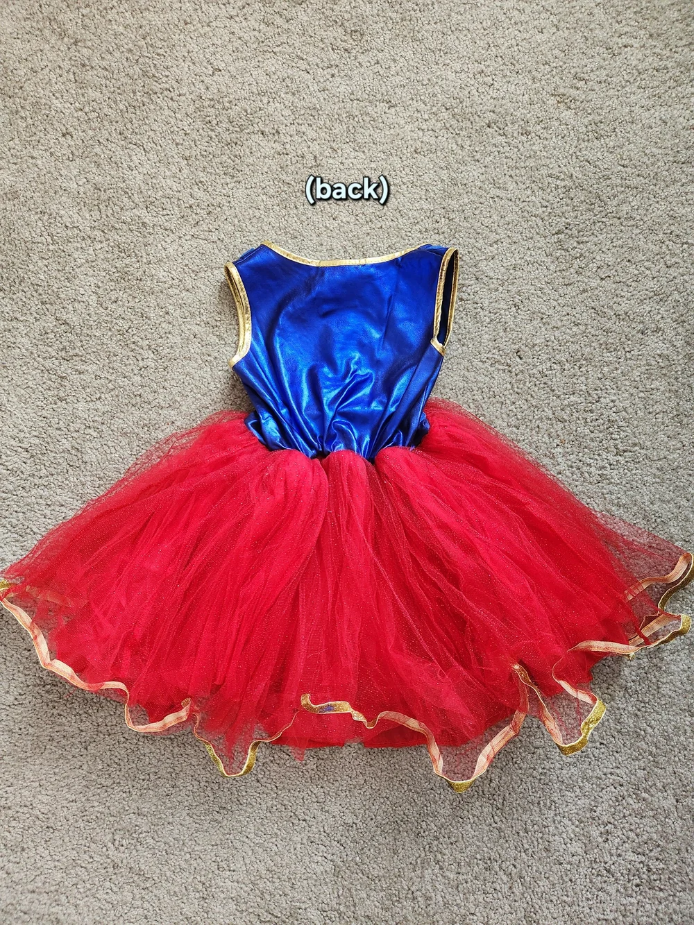 Supergirl Red & Blue Dress Halloween Costume w/ Cape - 4T / 5T